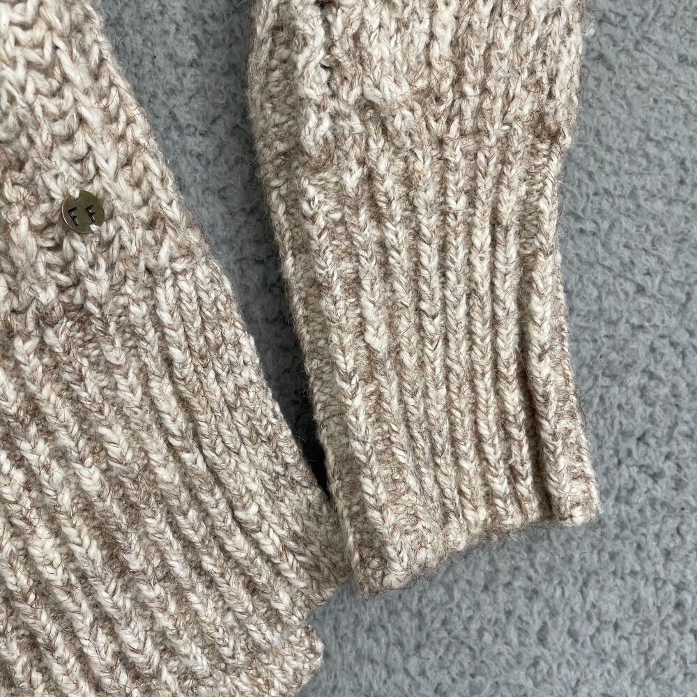 Fat Face Cable Knit Cardigan Women 12 Oatmeal Wool Blend V-Neck Button Sweater - Picture 2 of 10